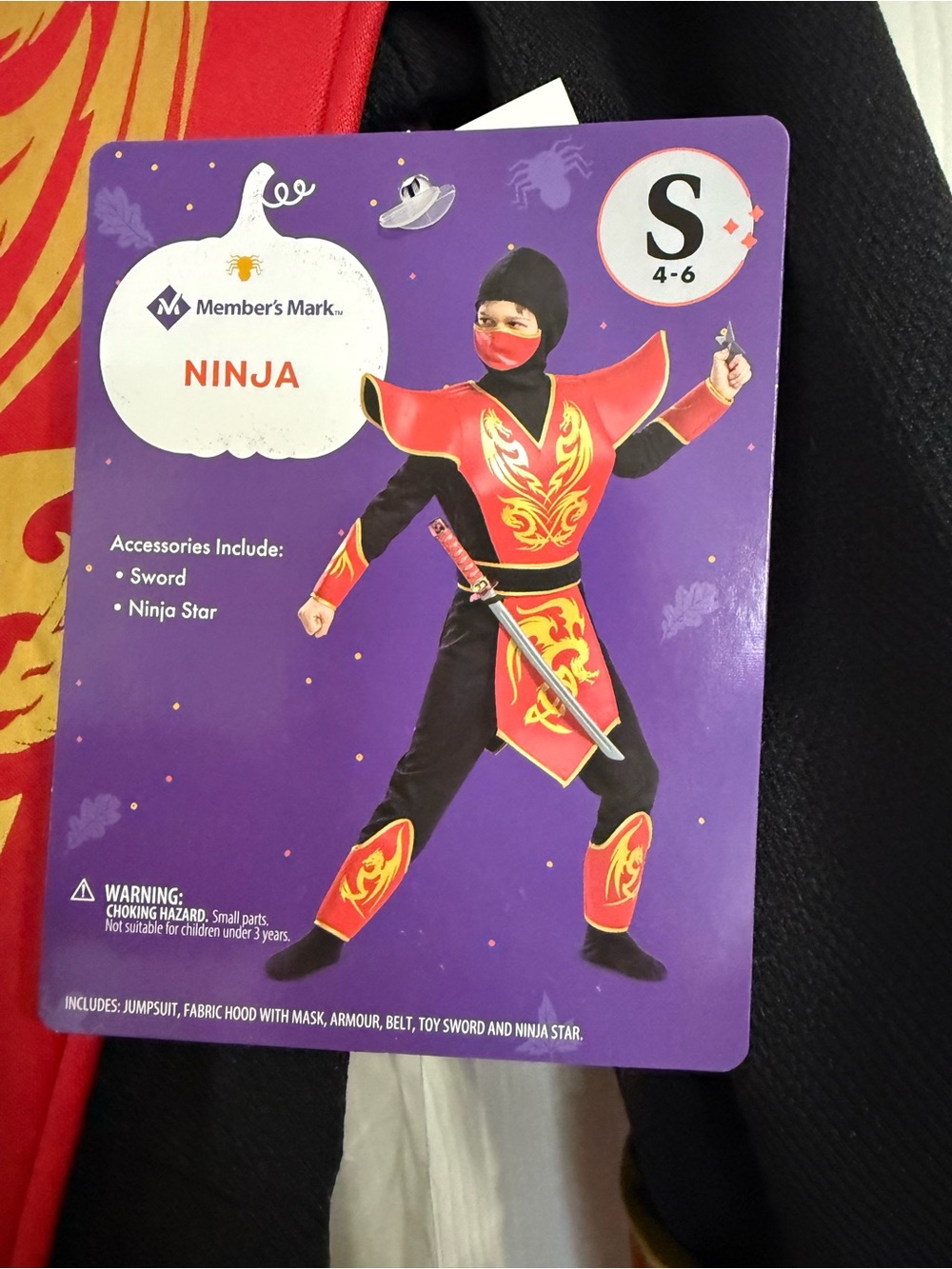 Kids Ninja Red Dragon warrior full costume and accessories samurai sword NWT NEW - Picture 3 of 4
